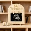 Wooden Pregnancy Ultrasound Photo Frame with Stand, Engraved Baby Scan Memory Display Holder, Home Bedroom Decor