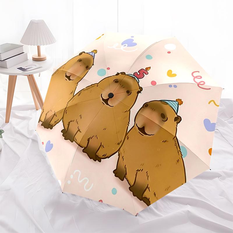 Reisparaplu met Capybara Thema - 8 baleinen, Automatische Open- en Sluiting, Draagbaar Opvouwbaar Ontwerp, Compacte en Stijlvolle Paraplu Geschikt voor Buiten