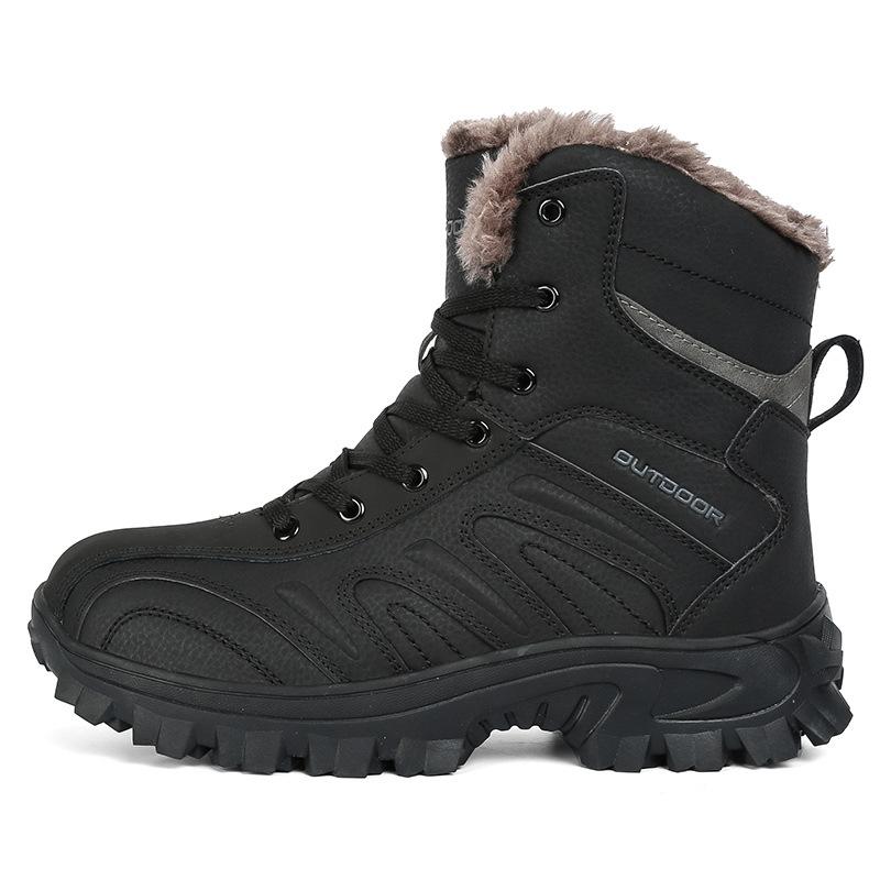 

New leisure sports men s outdoor warm cotton shoes fashion snow boots outdoor velvet hiking shoes 40 чёрный
