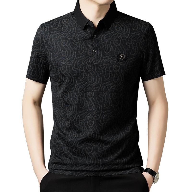 Traceless Short-Sleeved Polo Shirt Men'S And Men'S Light Luxury Casual Printed Lapel T-Shirt