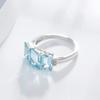 Bagues Carrées Attrayantes Couleur Argent Incrustées de Pierre Bleue Charms Mode Fête Fiançailles Mariage pour Femmes