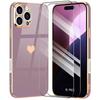 Etui ochronne - booling - iphone 16 pro - wstrząsoodporne - silikonowe fioletowe - wzór złote serce