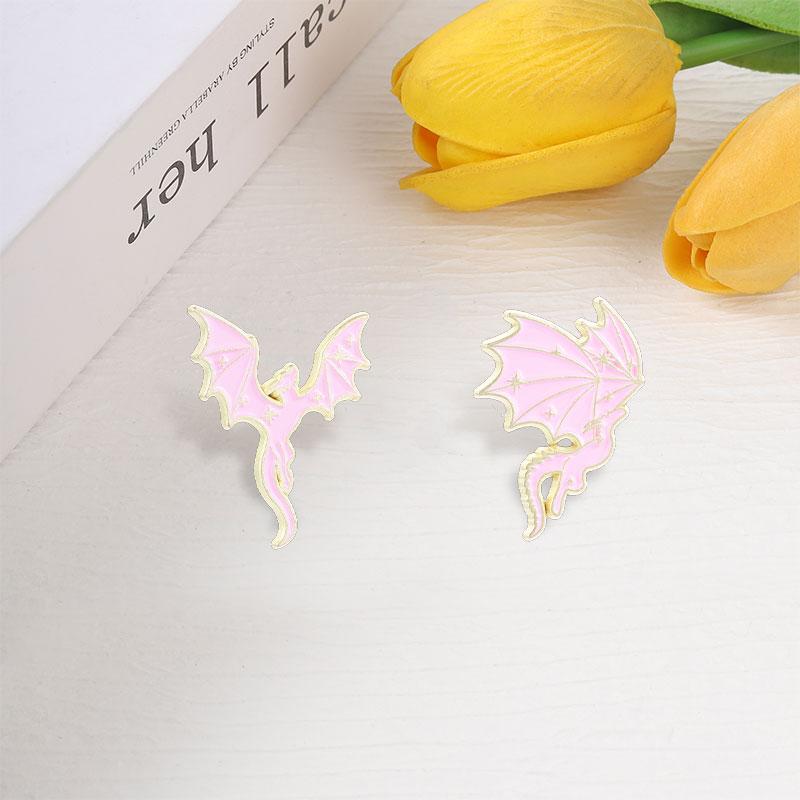 Xiaomi Fantasy Novel Pink Dragon Enamel Pin Cartoon Flying Dragon with Starry Wings Brooch Bag Lapel Badge Jewelry Gift for Fan Friends
