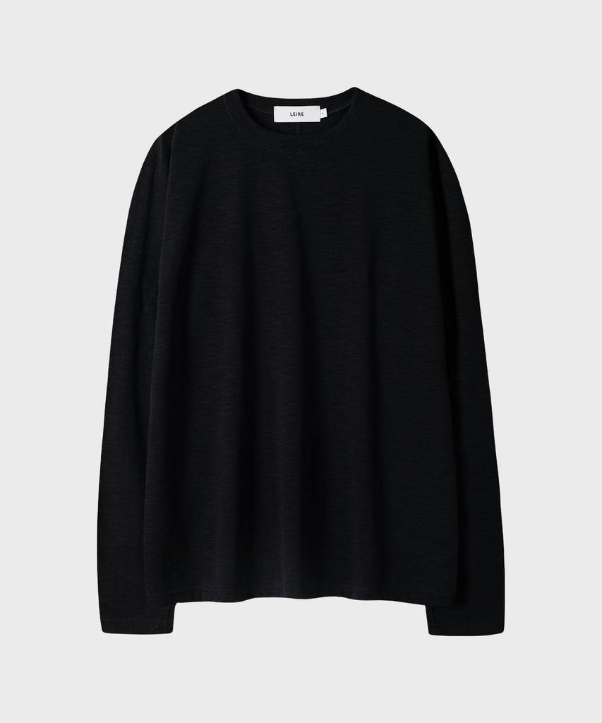 LEIRE Slub Back Line Long Sleeve T-Shirt [Black]