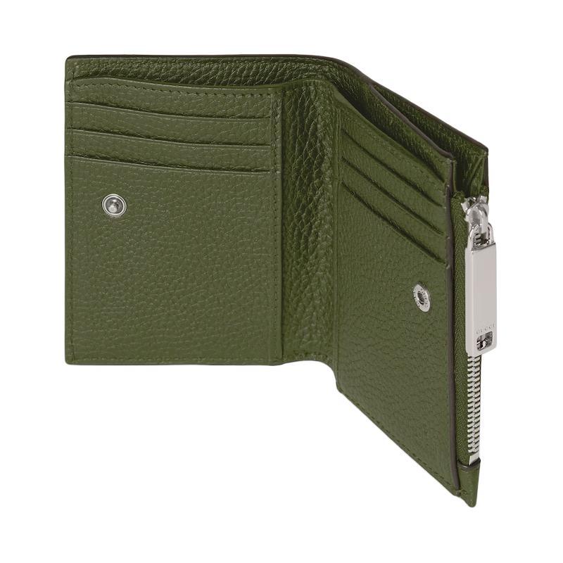Gucci Logo Classic Braid Embossed Grained Leather Wallet Regular Men's Dark Green