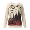 Women's Fashion Casual Long Sleeve Halloween Printed Round Neck Sweater Top