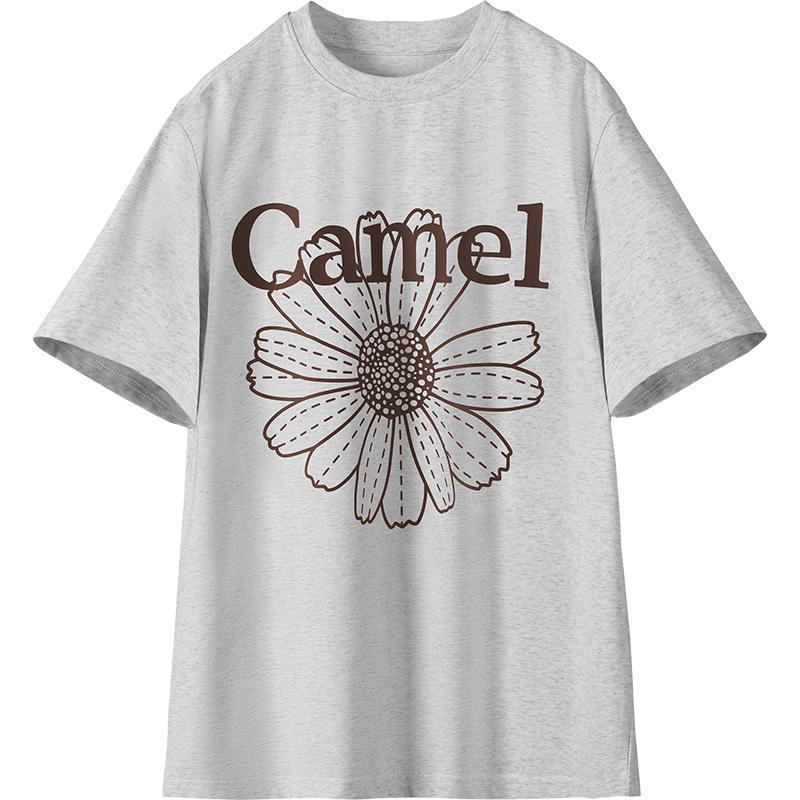 CAMEL Ice-Skin Daisy Cotton-Feel Loose Casual T-Shirt M
