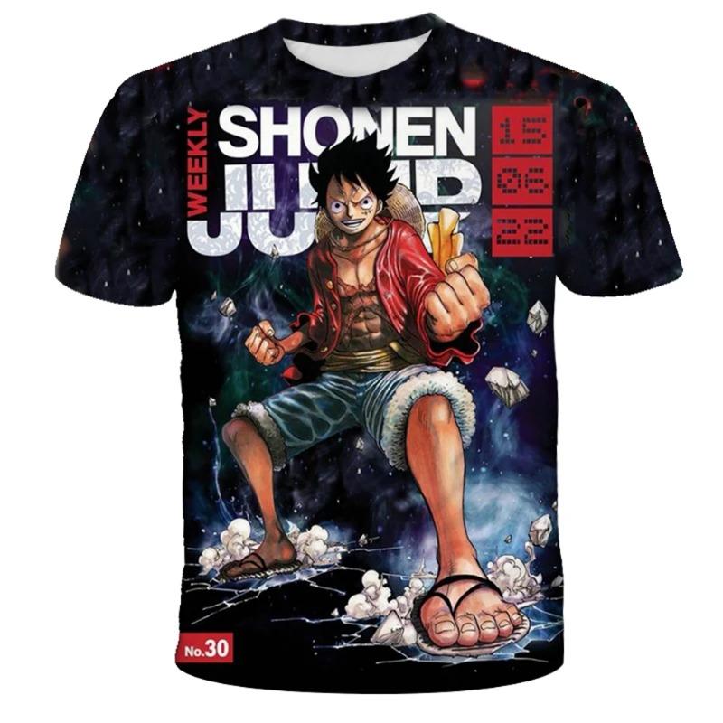Anime One Piece Luffy Boy T-shirt CosPlay Short Sleeve Mens Cartoon Men's Top Loose Breathable Men's Casual Clothing