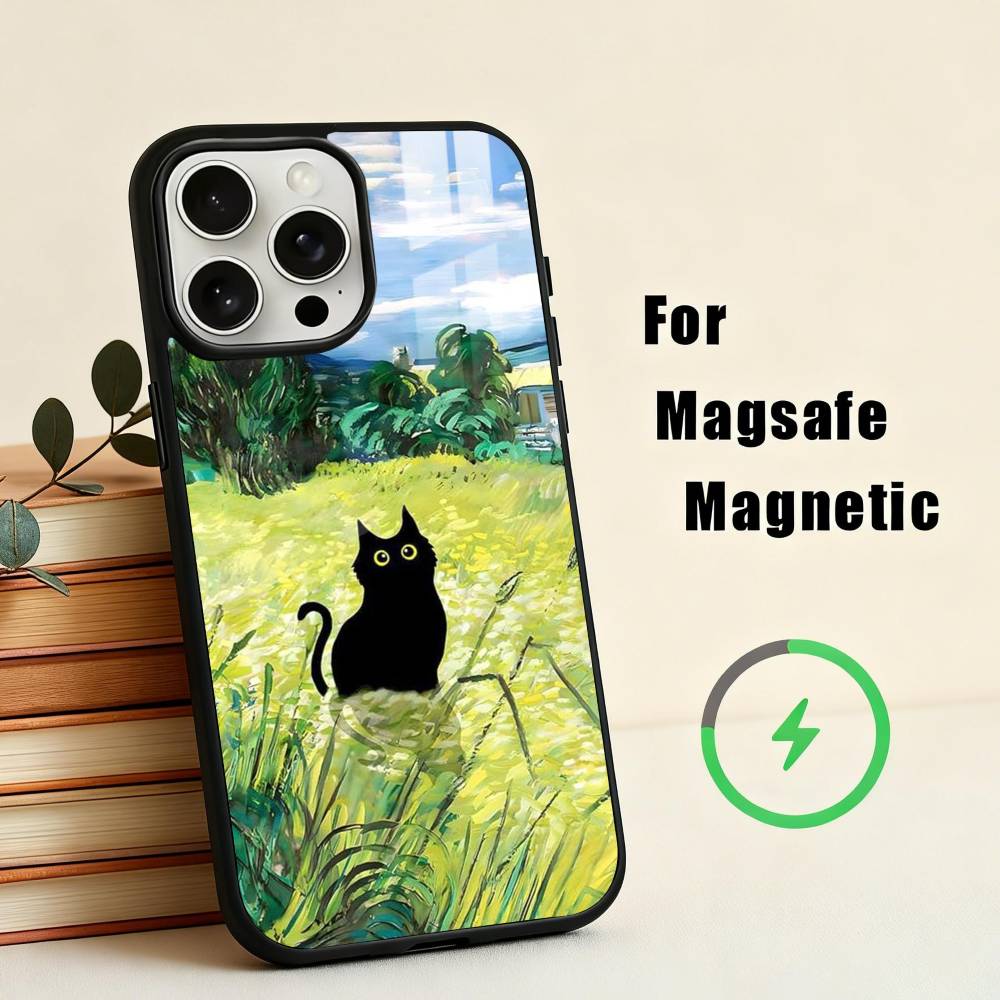 Matisse Monet Black Cat Funny Art  Phone Case For iPhone17,16,15,14,13,12,11 Plus,Pro Max Magnetic For Magsafe Wireless Charging