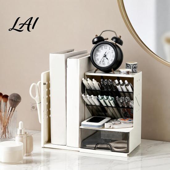 Adjustable Bookends for Book Pen Organizer with Retractable And Pegboard Multi-Functional Angled Makeup Student Dormitory Desk Accessories