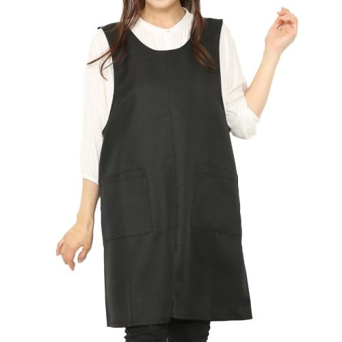 Nishiki Women's Water-Repellent Apron (Sizes M-L/3L-4L), Wrinkle-Resistant, Easy-To-Put-On, Fleece-Lined, Black with Pockets (Black/ML/SHA004)
