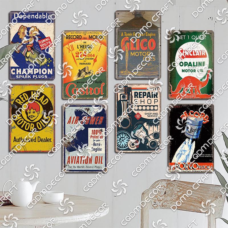 Motor Oil Poster Vintage Metal Plate Energol Oilzum Car Parts Oil Change Metal Tin Signs Wall Decor Garage Club Man Cave