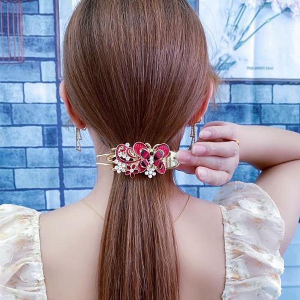 

All-match Rhinestone Duckbill Clip Korean Style Hairpin Butterfly Hair Clip Female Hair Accessories чёрный