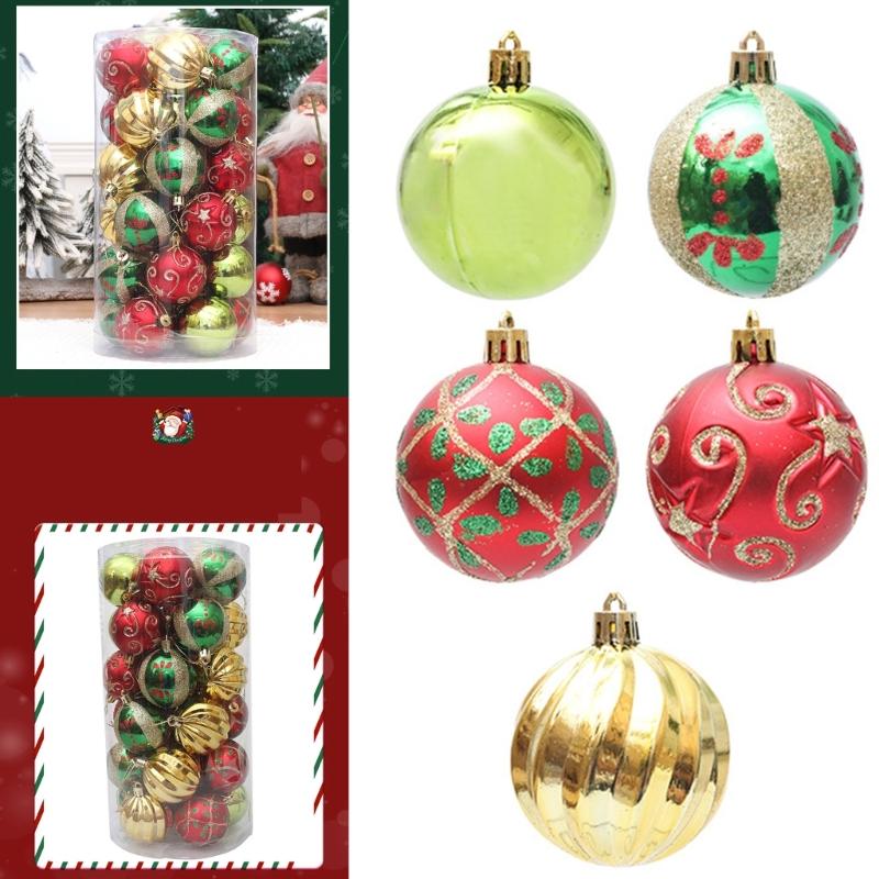 Set of 30 Unique Shape Colorful Baubles Christmas Tree Ornament Electroplated and Painted Sphere for Festival Decors