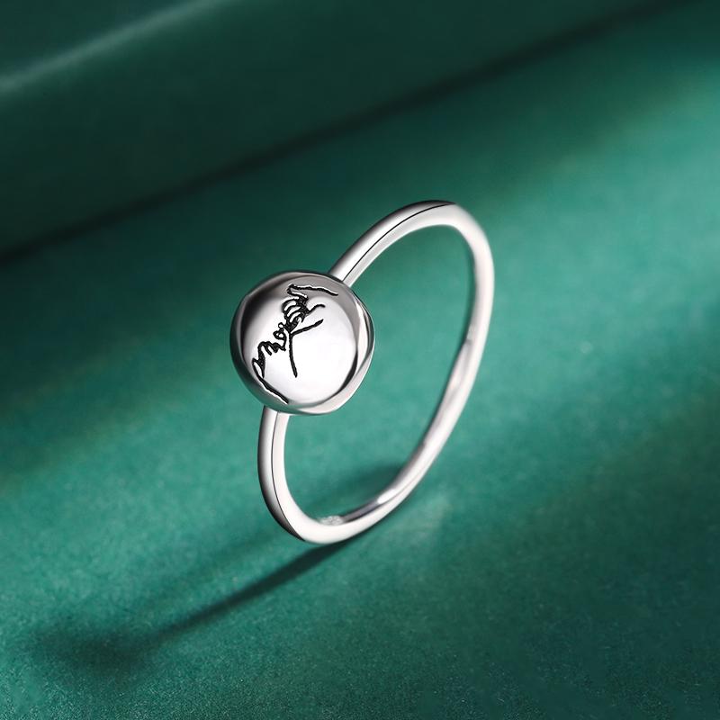 Creative Round Hand Pull Hook Pattern Couple Ring For Women Genuine Original Sterling Silver S925 Valentine's Day Gift Jewelry