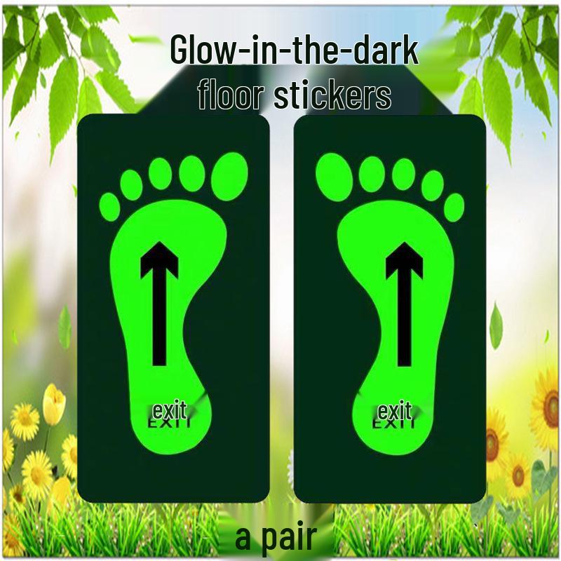 Safety Exit PVC Luminous Floor Sticker - Caution Slippery Steps & Fire Sign