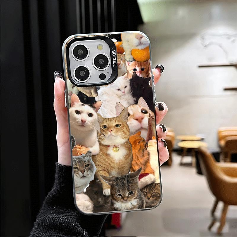 Crying Cats Combine Memes Soft Phone Case for iPhone 15 16 17 Pro Max 17Air 16E 14 Plus 13 12 Mini Shockproof Cover Back Shell