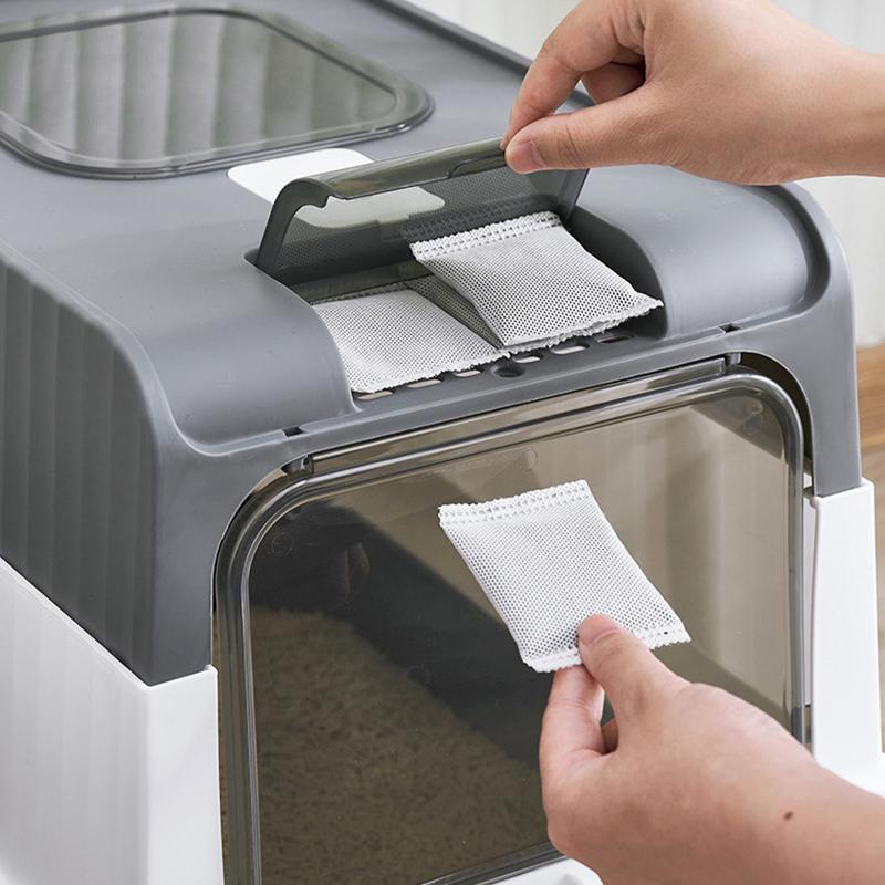 Cat Litter Box with UV Sterilization Lights Large Capacity Fully Enclosed Cat Toliet Litter Pan Anti-Splashing Kitten Bedpan