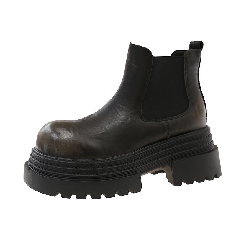 Thick-soled heightening Chelsea boots new small cigarette tube short boots Martin boots women