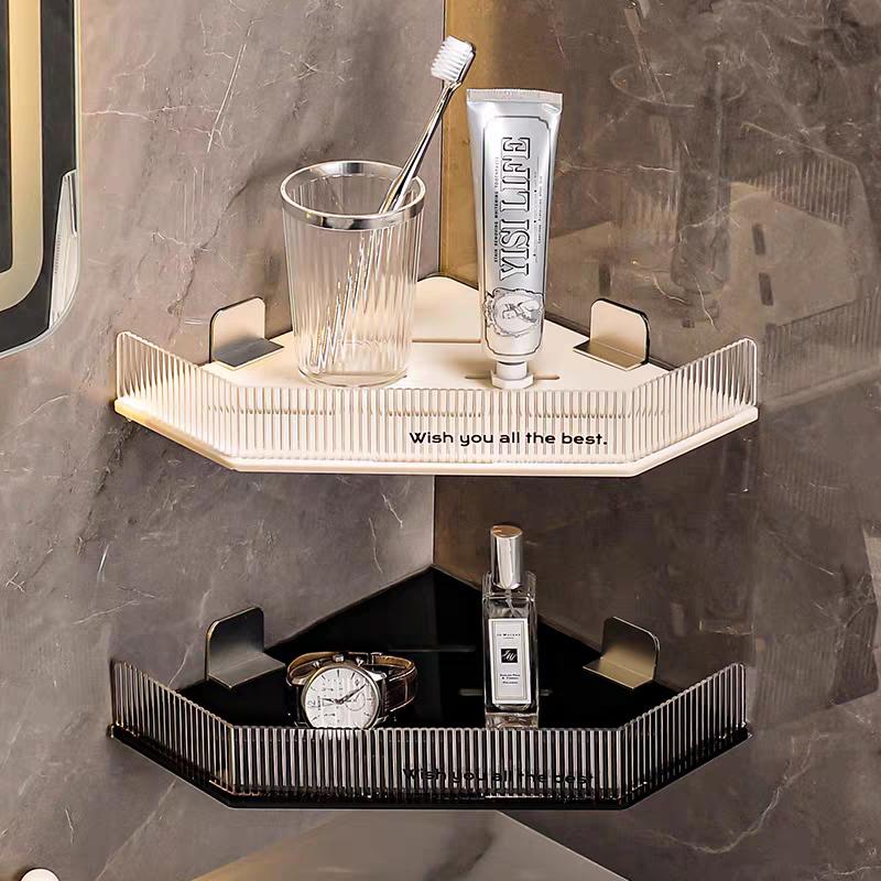 Bathroom Shelves No Drill Corner Shelf White Black Shower Storage Rack Holder Toilet Organizer Bathroom Kitchen Accessories