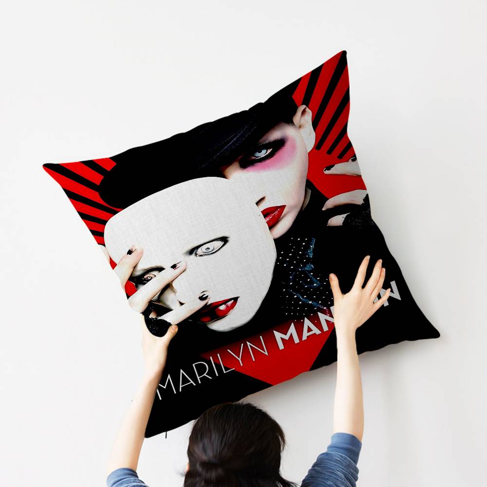 M-Marilyn M-Manson Singer Personalized Picture Text Home Decorative Pillows Household Gifts 45X45Cm