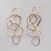 Übertriebene Unregelmäßige Quadratische Rhombus Mehrschichtige Metall Geometrische Hohle Lange Hängeohrringe für Frauen Schmuck Weihnachten Brincos