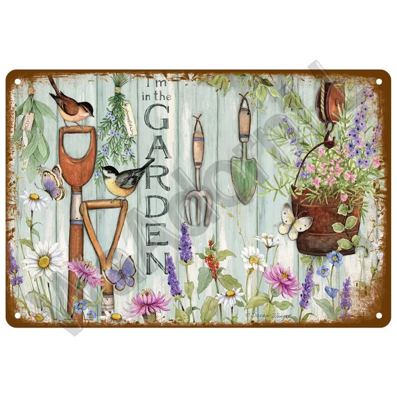 Vintage Metal Tin Sign  Retro Cafe  Garden Wall Art Home Decor Plaque for Room Farmhouse Painting Gift Perfect for Wall Mural  D