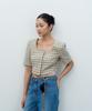 Make A Toast Square Neck Tweed Jacket Beige Mbesjk001Be
