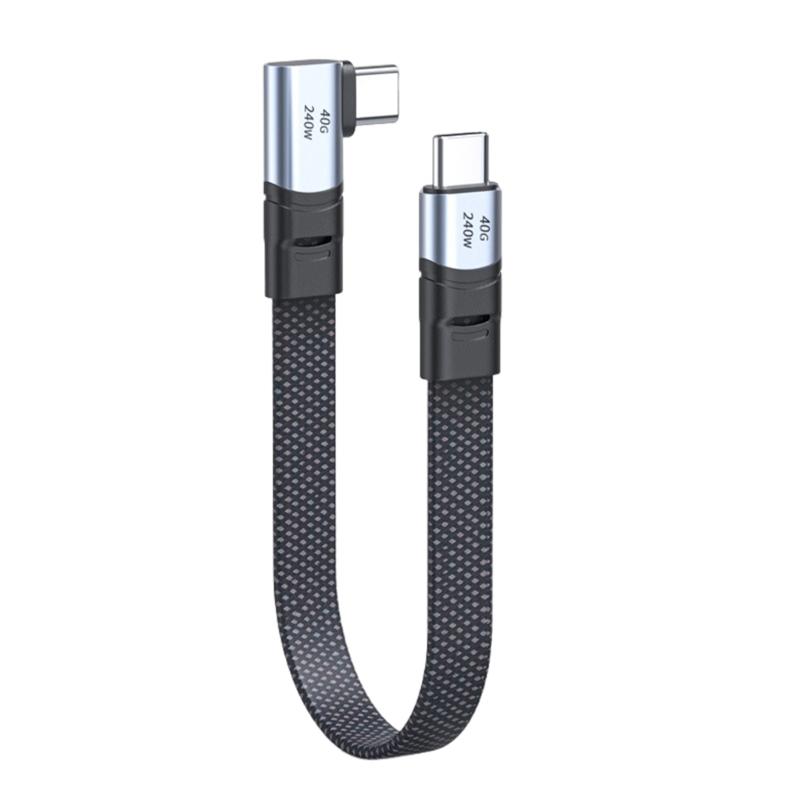 USB C to USB C Angled Cable, 240W 90 Degree Type C Charging Cord Data Cable for Smartphone Laptop