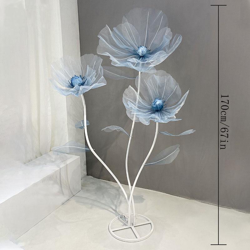 

3 шт. Весільні прикраси для банкетного залу, Гігантські квіти для декору, Великі штучні шовкові квіти для фону вечірки-банкету синій