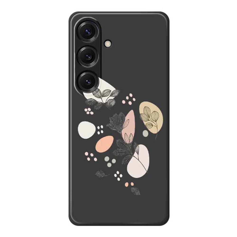 For Samsung Galaxy S25 Case Sketch Leaves Pattern Printing Straight Edge TPU Phone Back Cover