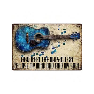 Vintage Gitarre Metallwandschild Retro Musikbar Blechschild Dekoration