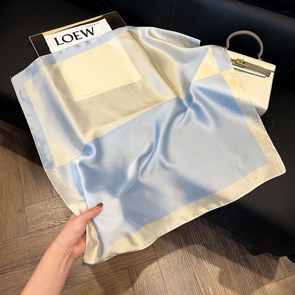 71Cm silk scarf square scarf high sense Korean fashion versatile professional simulation silk small scarf retro printed silk scarf women