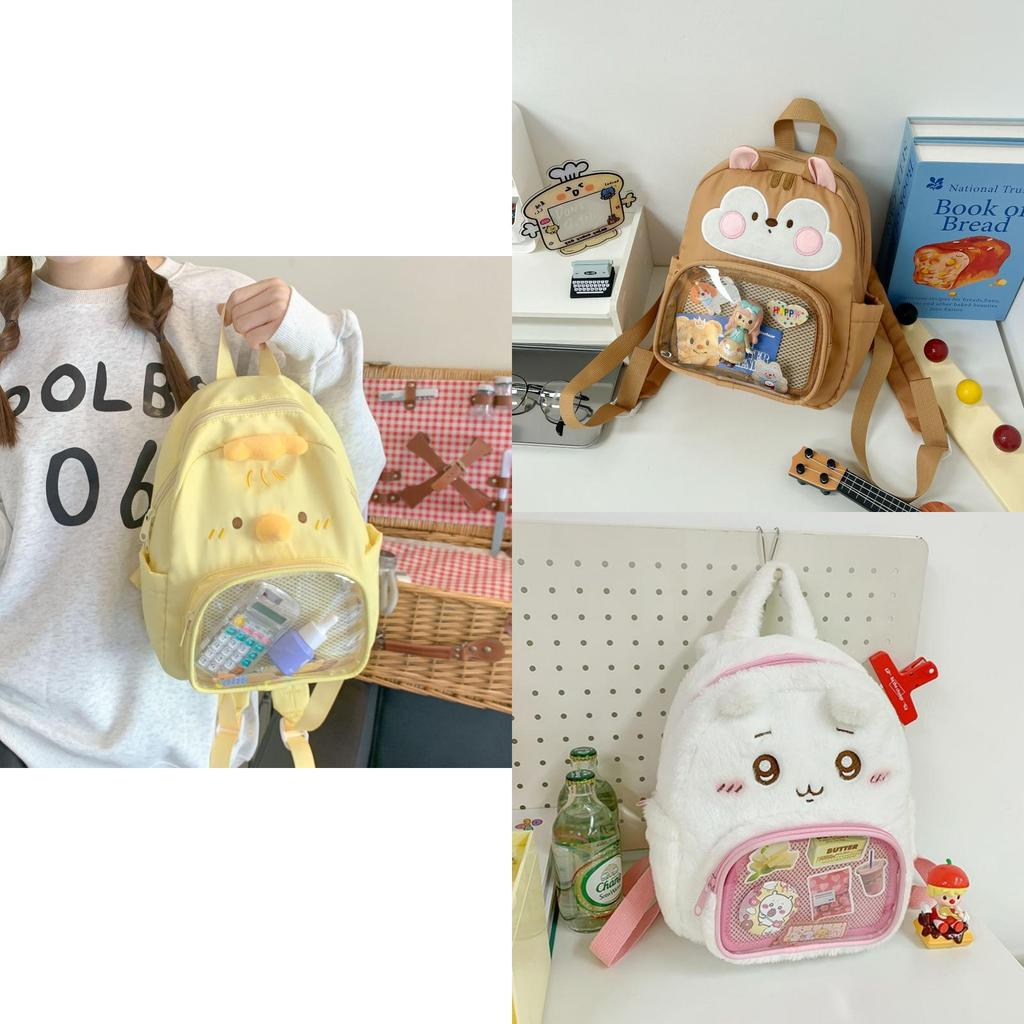Plush Chick Cartoon Backpack For Girls With Large Capacity And Breathable Comfort