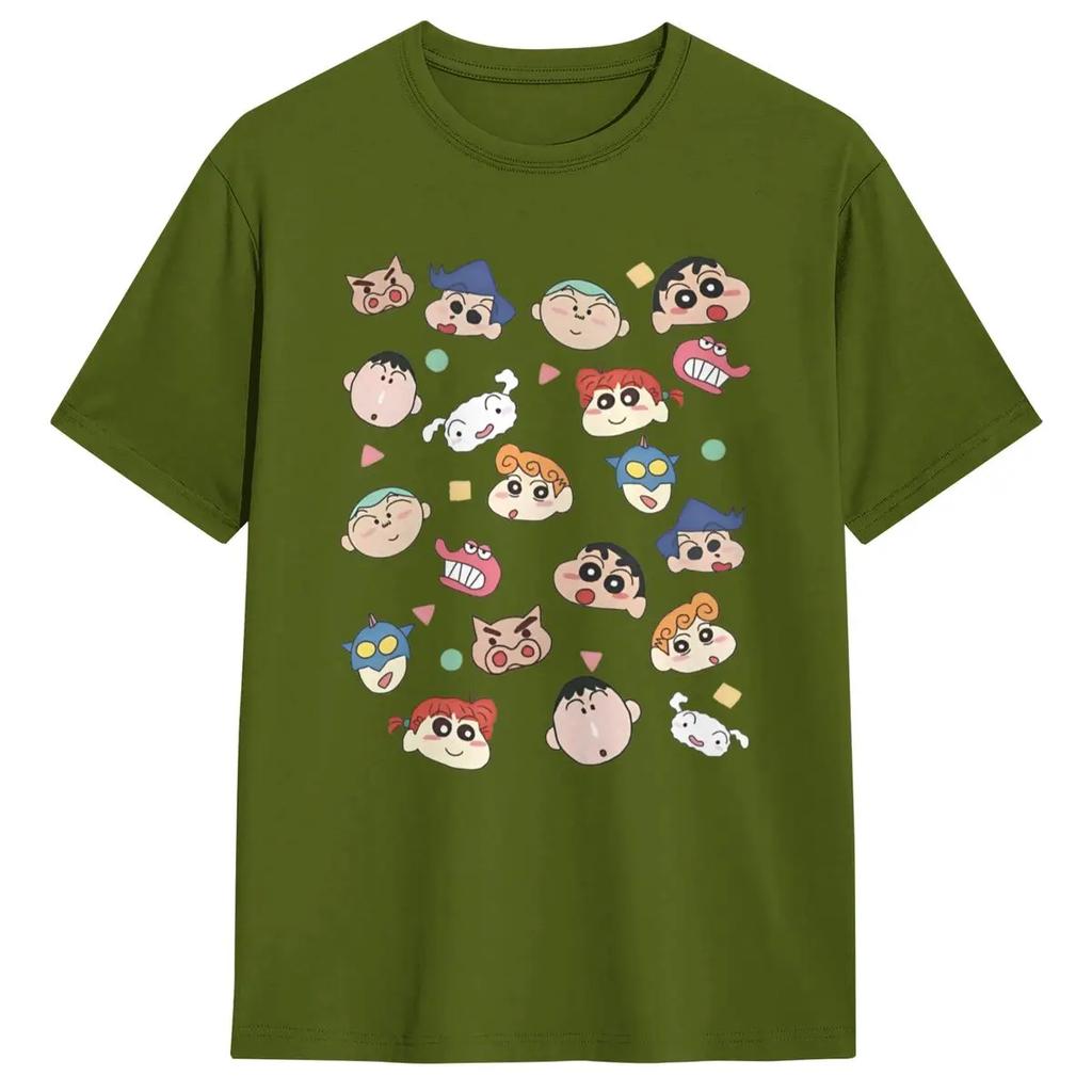School Friends Crayon Shin Chan T-Shirt Summer Y2K Retro T Shirts 100 Cotton Tshirt For Mens Short Sleeves Clothing