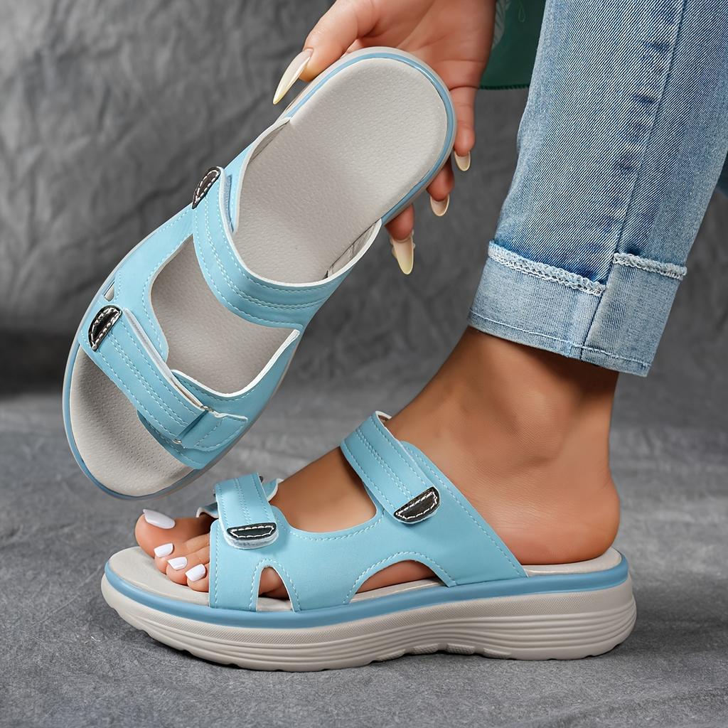 2026 New Summer Women's Wedge Sandals Fashionable Non-Slip Beach Sandals Lightweight Casual Thick Sole Plus Size Shoes
