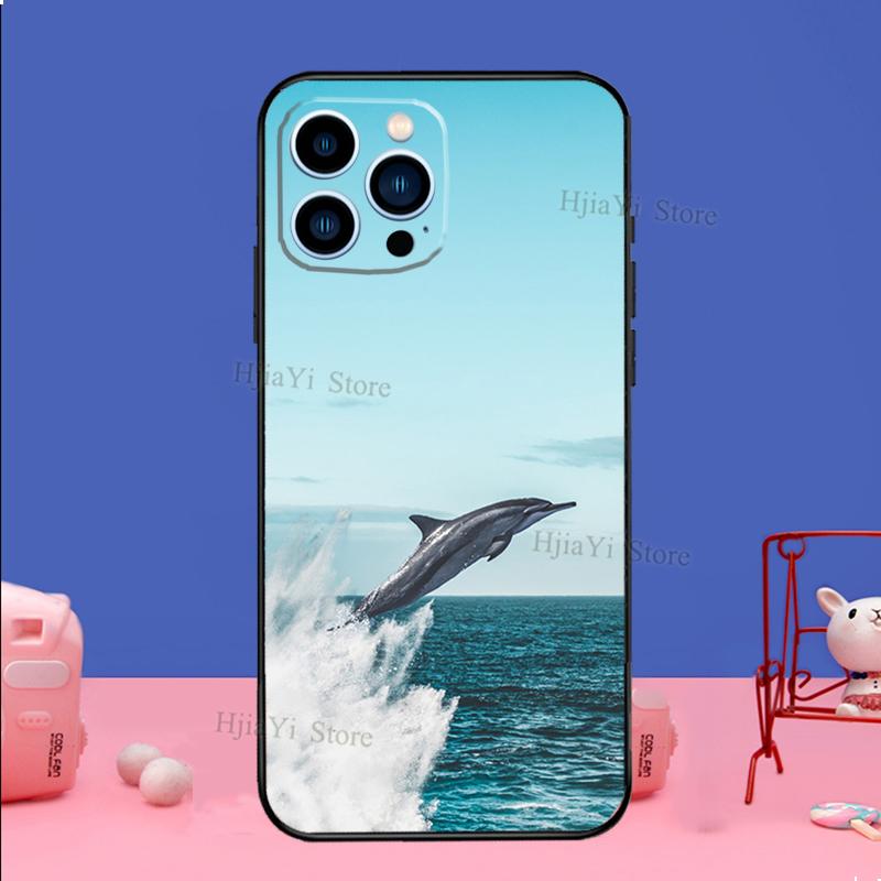 Ocean Dolphin Case For iPhone 16 15 13 11 14 Pro Max 12 Mini Plus XR X XS Max Silicone Phone Cover