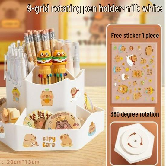 

Nine-Grid Rotating Pen Holder, Upgraded Large Capacity, High-End Desktop Organizer, Multifunctional Luxury Storage Box