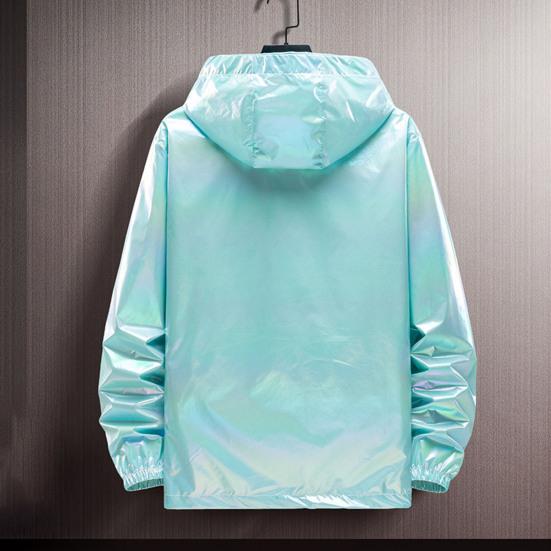 Men Windbreaker Jacket Gradient Colorful Ultra Thin Long Sleeve Elastic Cuff Coat Hooded Sun Protection Jacket Sunscreen Clothing