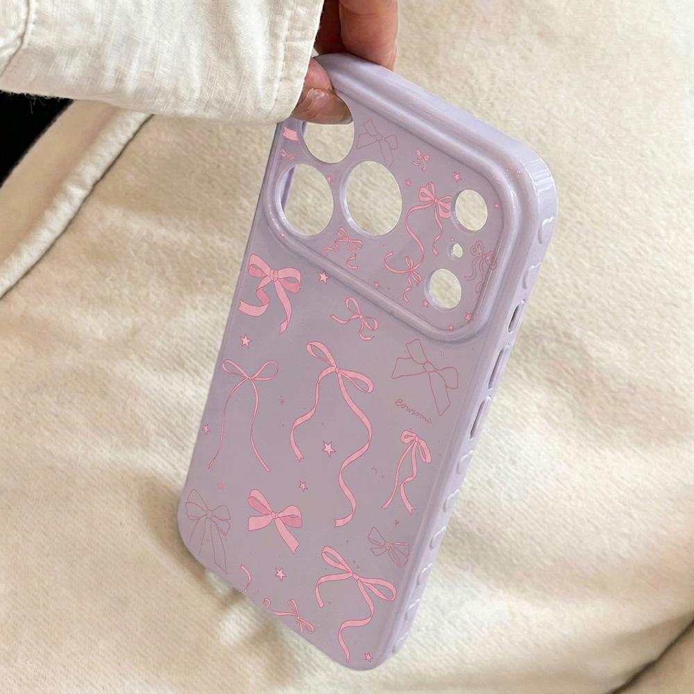 Sweet Bowknot Phone Case For iPhone 17 Pro Max Case For iPhone 16 15 14 13 12 Pro Max 11 Silicone Shockproof TPU Bumper Cover