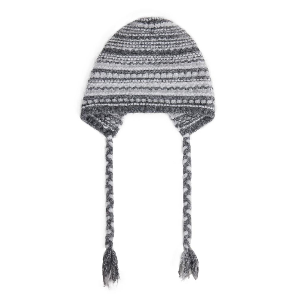 Maillard Retro Strickmütze Damen Herbst Winter Warme Slouchy Mütze Großer Kopfumfang Kordel Ohrenklappenmütze
