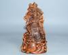 Chinese Antique Vintage Wood Hand Carved Boxwood Guan Yu Figure Statue Sculpture