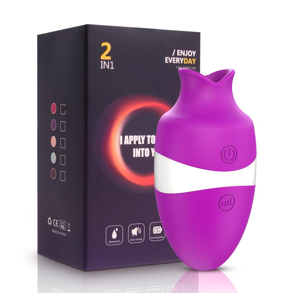 Sucking Tongue Licking 2 In 1 Vibrators for Women Clitoris Stimulator Oral Nipple Vacuum Clit Sucker Female Sex Toys for Adults