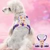 Adjustable Dog Harness Leash Set Escape-Proof Breathable Pet Walking Rope Cartoon Pattern Comfort Fit Dog Harness Vest Daily Use