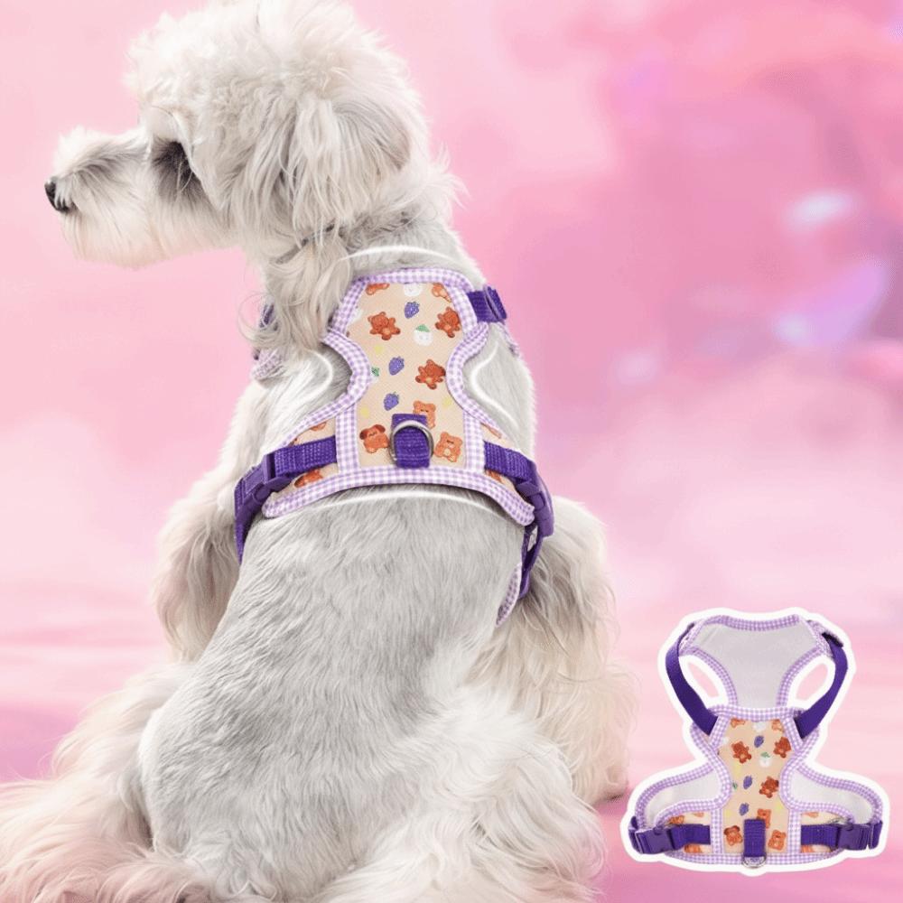 Cartoon Pattern Dog Harness Leash Set Escape-Proof Pet Walking Rope Dog Harness Vest Daily Use