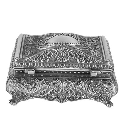 Schmuckschatulle aus Metall, rechteckig, Aufbewahrungsbox für Schmuckstücke, Vintage-Schmuckschatulle für Frauen und Mädchen zum Geburtstag