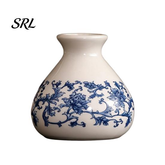 Miniature Flower Pot for Succulents Small Blue and White Porcelains Vase, Mini Chinoiserie Bud Vintage Ceramic Retro Oriental Handmade Chinese