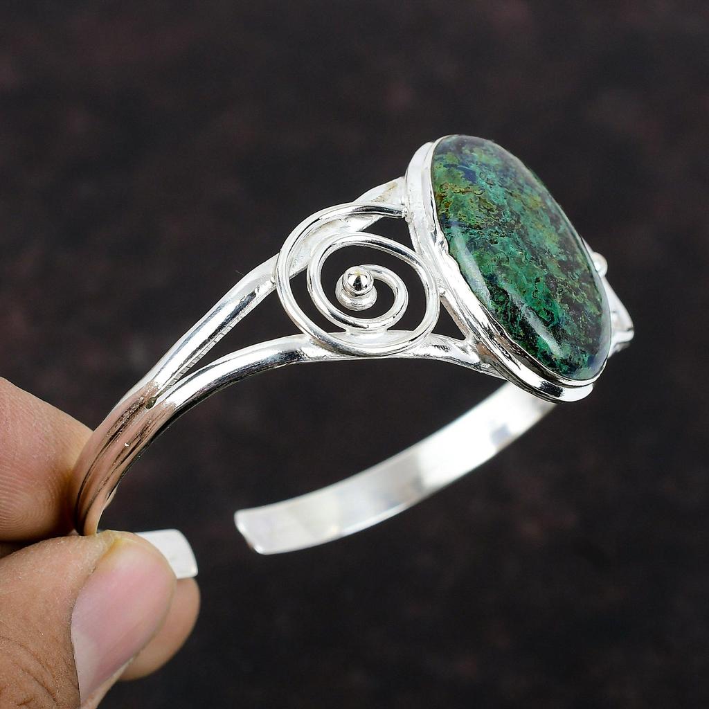 Shattuckite Bangle Handmade Latest Design Cuff Bracelet 925 Sterling Silver Bangle Adjustable Cuff Bracelet Gemstone Jewelry Gift For Women