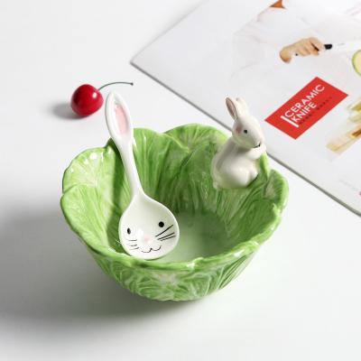 Creative Tableware Cartoon Rabbit Bowls Cute Instant Noodles Bowls Ceramic Bowls Household Dishes Dishes Dinner Bowls Tableware
