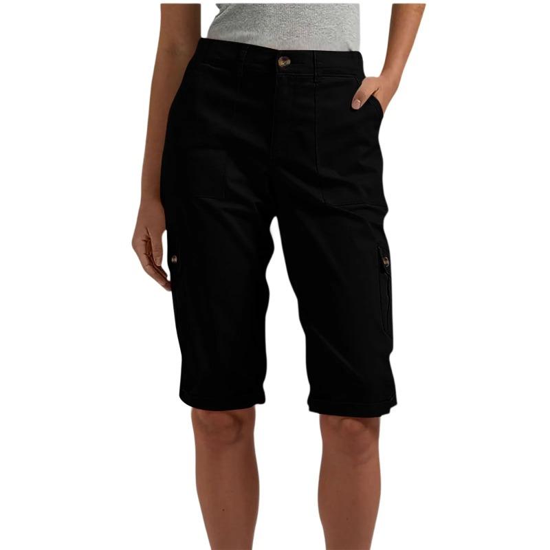 Women's Stylish Cargo Shorts Spring Summer Casual Fashion Solid Color Pocket Overalls Slim Straight Leg Five Quarter Pants